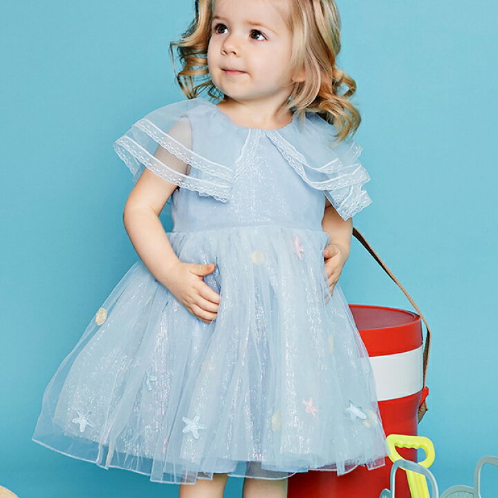 楽天市場 女の子 キッズ 子供服 ワンピース 半袖 袖なし ノースリーブ 貝殻 ブルー ギフト フォーマル ドレス 結婚式 発表会 誕生日 お食い初め 100日お祝い 旅行 カジュアル 春 夏 秋 70 80 90 100 110 1 130 140 Cm Db