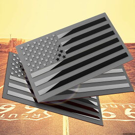 Synrroe 3Dメタルアメリカ国旗エンブレムデカール、ブラックアメリカ国旗デカール、車、トラック、SUV用、5インチx3インチ(マットブラック、3つの米国標準向き)