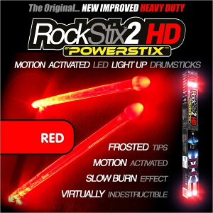 Rockstix 2 Hd Red, Bright Led Light Up Drumsticks, With Fade Effect, Set Your Gi