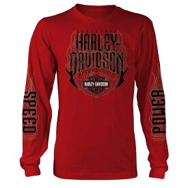 Harley-Davidson ハーレーダビッドソン ミリタリー - メンズ 長袖 レッド グラフィック Tシャツ - アヴィアーノ エアベース | ホットライド US サイズ: Medium カラー: レッド