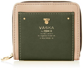 [モズ] 財布 レディース 二つ折り ファスナー 軽量 合皮 ミニ財布 コンパクト バイカラー かわいい VASKA by ヴェスカ リグル・ファスナー二つ折り財布 VS-0062 グリーン