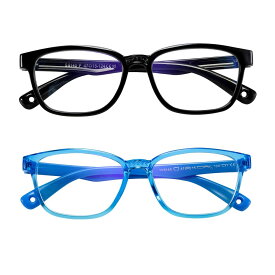 AHXLL キッズ 男の子用 女の子用 ブルーライトカット 眼鏡 2点パック 目の疲れ防止 UVカット コンピューターゲーム テレビ 携帯電話 メガネ 3～9歳用