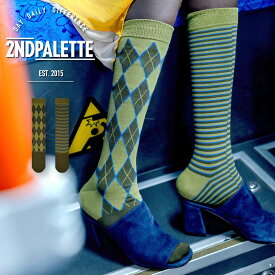 【左右非対称デザインソックス】 2nd PALETTE セカンドパレット アボカド アーガイル クルーソックス アシンメトリー 靴下 レディース くつ下 ( K030 ) avocado argyle 韓国製 ギフト フットウェア urbene アーベン 楽天 おしゃれ アーベン 普段使い 実用的