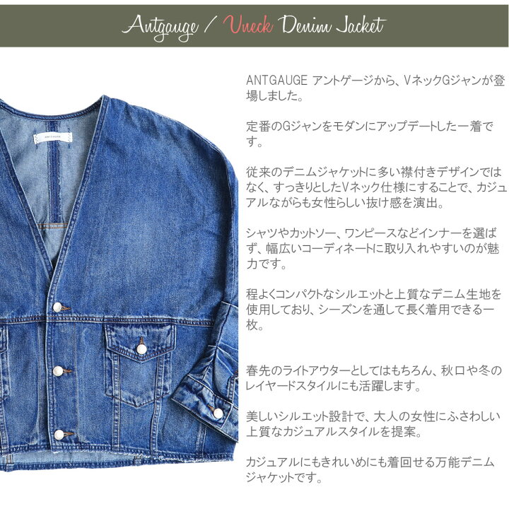 楽天市場】デニムジャケット ANTGAUGE アントゲージ VネックGジャン 