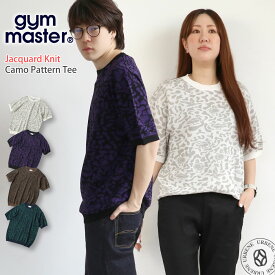 【30%OFFセール】半袖ニットTシャツ ジムマスター Gym Master ジャガードニット カモ柄 Tシャツ カットソー ( G521739 ) カモフラージュ 迷彩柄 クルーネック アウトドア レディース メンズ gymmaster おしゃれ アーベン 送料込み 春夏スタイル_gym_mtn