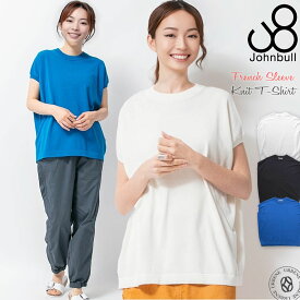 半袖ニットソー ジョンブル ドライコットン フレンチスリーブ ニット Tシャツ Johnbull ( JL241N07 ) 無地 シアー感 カットソー クルーネック レディース オーバーシルエット ゆったり カジュアル キレイめ 体型カバー おしゃれ アーベン 普段使い 実用的 2024年