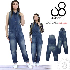 【40％OFFセール】ジョンブル レディース Johnbull オールインワン サロペット ユーズド加工 ライトオンス ネップデニム ノースリーブ オーバーオール テーパード ジーンズ (ap317-15) 送料無料 ボトムス ロングパンツ ツナギ 楽天 John bull おしゃれ アーベン