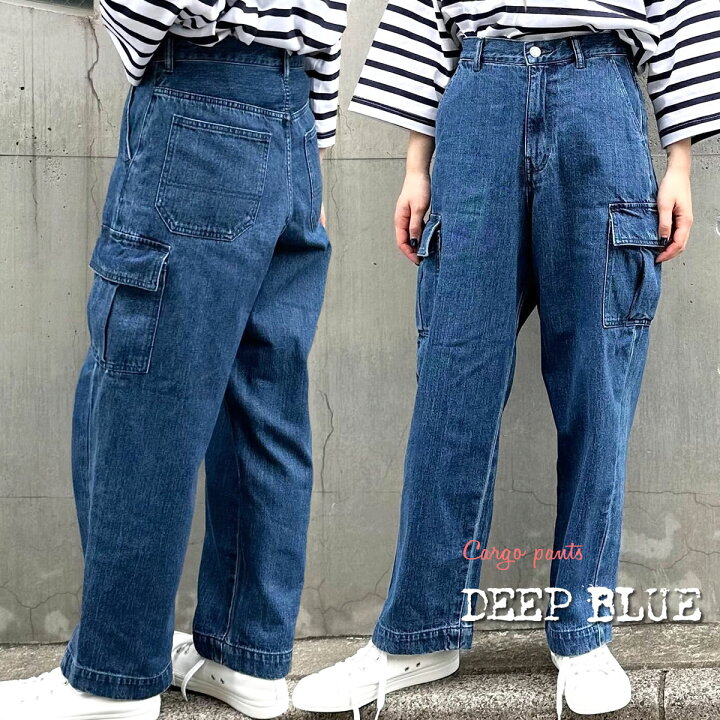楽天市場】カーゴジーンズ ディープブルー DEEP BLUE ユーズド加工 