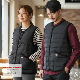 Vincent et Mireille ヴァンソン エ ミレイユ ダウンベスト メンズ レディース ステッチレスダウン ノーカラー 軽量 暖かい フレンチカジュアル インナーダウン 秋冬 ユニセックス アウター ( VM252SD26040 ) バンソンエミレイユ ジャケット 軽量 暖かい アーベン