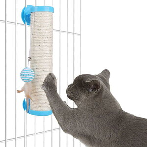 遊べる爪研ぎポール 猫 爪研ぎ ケージ用 麻 おもちゃ ボール 工具不要 簡単取り付け 長さ31cm 省スペース