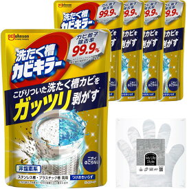 カビキラー ガッツリ剥がす洗濯槽カビキラー 粉末タイプ×5本 お掃除手袋つき 洗たく 洗 濯 機 カビ取り 過炭酸ナトリウム 除菌 まとめ買い