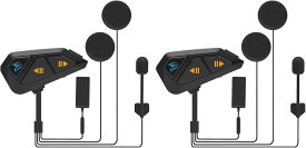 FreedCon FG バイク用インカム6人同時通話 デュアルチップ Qualcomm 8mm快適スピーカー 自動通信回復 通信距離1200m 音楽共有 ENC＆DSP＆CVCノイズキャンセル HIFI音質 Siri対応 ユニバーサルインターコム接続 IPX6防水防塵 日本語音声案内 (2個)