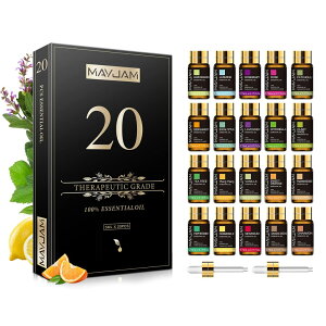 MAYJAM エッセンシャルオイル セット アロマオイルセット 精油 お試しセット マ ッ サ ー ジオイル プレゼント 5ml×20本