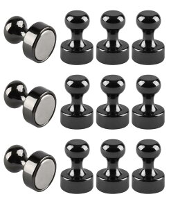 マグネットピン 超強力 磁 石ピン マグネットフック 小物収納 冷 蔵 庫/ホワイトボード/掲示板/地図に最適 学校/事務所/キッチン/オ フィ ス用品 (12個セット黒)