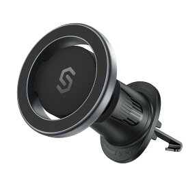 スマホホルダー 車 MagSafe対応 SYNCWIRE【強化金属フック】MagSafe車載 エ ア コ ン吹き出し口用 マグネット 車載スマホホルダー 車スマホスタンド 落下防止 360度回転 I P h o n e 15 14 13 12 SE Samsung Xperia など全種類スマホに対応 (ブラック)