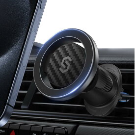 スマホホルダー 車 MagSafe対応 Syncwire【強化金属フック】MagSafe車載 エ ア コ ン吹き出し口用 マグネット 車載スマホホルダー 車スマホスタンド 落下防止 360度回転 I P h o n e 16 15 14 13 12 SE Samsung Xperia など全種類スマホに対応 (炭素繊維色)