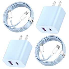 充 電 器-type-c (2個セット/2ポート) 20W usb タイプc 充 電 器 急速充電 USB-C+USB-A I Phone/Android【PSE認証＆USB-C ケーブル 2m】 超低温·純正·小型 I P h o n e17/16/15/Pro/max/Pad Pro/AirPods/GalaxyS24-S10/Google Pixel などに対応
