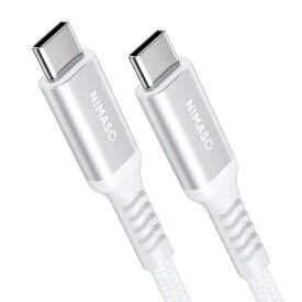 NIMASO USB-C ＆ Type C ケーブル (0.3m ホワイト) USB C 2.0 PD対応 60W 3A急速充電 高耐久ナイロン編み I P h o n e16シリーズ、iPad、MacBook、Sony等Type-c機種対応NCA24B1113