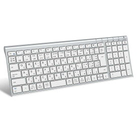 iClever キーボード Bluetooth ワイヤレス パンタグラフ 日本語JIS配列 3台同時接続可能 テンキー付き フルサイズ 超薄型 静音設計 充電式Type-C 無線 コンパクト ラップ パソコン用 スマホ PC iPad用Windows Mac iOS Android対応 IC-BK22 シルバー
