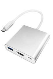 2024高機能版USB Type-C HDMI変換 アダプターdigital av multiportタイプc JastBang 4K対応 100W PD充電+USB 3.0ポート Switch/I P h o n e 15/MacBook Pro/Air/iPad Pro/Galaxy対応(シルバー)