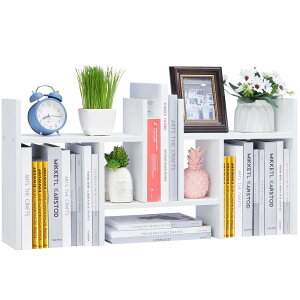 Somdot デスク上置き棚 本棚 卓上 収納 デスク上ラック 卓上棚 机上 幅30〜90×奥行15×高さ35cm 組み合わせ自由 伸縮本立てラック 小物入れ おしゃれ 木製 ほんだな 整理 ブックスタンド 白