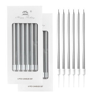 YIXINLYMY 誕生日キ ャ ン ド ル 12本入り2箱 誕生日を祝う 高級 ろうそく 記念日キ ャ ン ド ルウエディングパーティー卒業パーティー (シルバー)