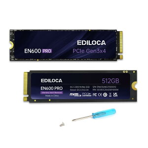 y}\Gg[Ń|Cg10{zEdiloca EN600 PRO SSD 512GB PCle 3.0x4 NVMe M.2 2280 őǍ: 3200MB/s ő发F2800MB/s SSD SLC LbV 3D NAND TLC OtFpXebJ[ m[gp\R