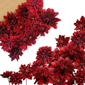 OrgMemory 造花 バラ 飾り人工植物 観賞植物 インテリア 誕生日 プレゼント 結婚式 DIY パーティー 撮影 美術館 ホーム 庭園 （赤 ダリア）