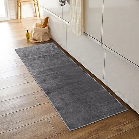 Tydle キッチンマット フランネルマット 60×240cm キッチンラグ マット 滑り止め付き フランネル生地 短毛 洗える ラグマット お手入れ簡単 床暖房対応 オールシーズンで使える おしゃれ シンプル 無地 グレー