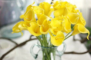 造花 枯れない花 オランダカイウ cally lily アレンジ 20本 花束 結婚式 パーティー 様々な イベント 室内インテリア 造花 (ライトイ エ ロ ー)