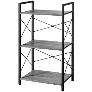 HCHQHS ラック キッチンラック 棚 おしゃれ 収納ラック オープンシェルフ 本棚 幅42×奥行28cm×高さ80cm 3段 組立品 オープンラック 3段 ディス プレイ ラック 食器棚 スリム 隙間収納 木目 組立簡