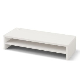 アイリスオーヤマ デスクがスッキリするモニター台 幅59cm 収納棚付き ホワイト 収納領域の大きなワイド設計 目線が上がるので首肩の負担が軽減 インテリアになじむシンプルデザイン ほこりが溜まりにくいフラット設計 モニター台 パソコン台 ディスプレイ台 机上台 PC台 プ