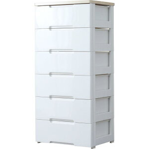 アイリスオーヤマ チ ェス ト 6段 届いてすぐ使える完成品 ラクラク引出し 木天板 日本製 幅56×奥行41.5×高さ119cm ホワイト / ナチュラル 白 プラスチック HG-556R 組立不要