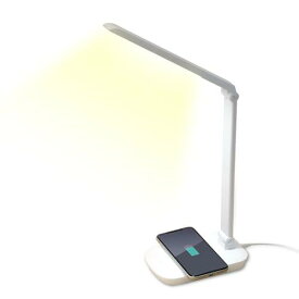 【置くだけでスマホ充電】アイリスオーヤマ デスクライト Qiワイヤレス充電 調光4段階 高演色性 LDL-QFD-W ホワイト