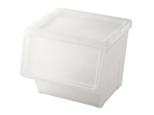 天馬(Tenma) 収納物の出し入れがしやすいフラップ式収納ボックス カバコ L 完成品 場所を選ばないデザインの収納ケース フラップ扉 衣装ケース 収納しているものが把握できる半透明のクリア