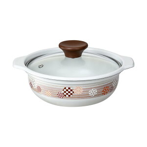 高木金属工業(Takagi Metal) 両手鍋 洗いやすい 卓上鍋 ホーロー IH対応 18cm あじわい鍋 土鍋風 花鼓 HA-HT18