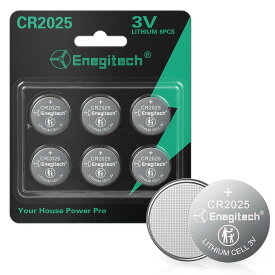 Enegitech CR2025リチウムボタン電池 コイン形 2025リチウム電池 3V 時 計/電卓/リモコン/体 温 計/キーホルダーGPS対応 水銀ゼロ 小型電子機器用コイン形電池 6個セット