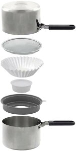 下村企販 天ぷら鍋 オイルポット 兼用 16cm 【日本製】 ガス火・IH対応 これ1つで揚げ物調理 深型 油こし器 油切りバット 活性炭カ ー ト リ ッジ付き 揚げ鍋 ステンレス 燕三条 34707