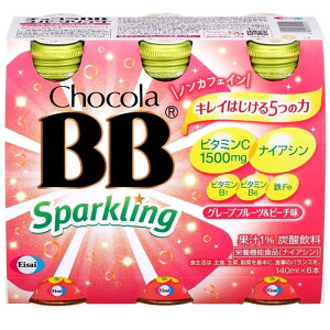 チョコラBB(栄 養 機 能 食 品) スパークリング グレープフルーツ&ピーチ味 (ナイアシン) 140ml×6本