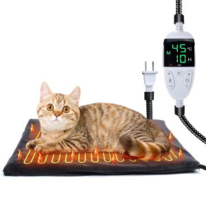 ペットヒーター ペット用ホットカーペット RUSEPIN 猫 犬用 ヒーターマット 30〜60°C温度調節可能 12段タイマー機能 恒温機能 小 動 物用 ヒーター コード全身ラセン管付き 噛み付き防止 暖房器