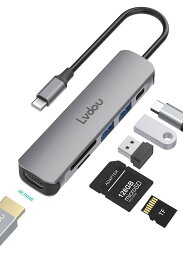 2024高機能版 USB C ハブ 6-in-1 Lvdou アダプタ｜100W PD充電対応・4K HDMI・MicroSD/SDカードリーダー搭載｜MacBook Pro/Air, iPad Pro, I P h o n e 15/16, Surface Pro, Switch, Galaxy Book, Chromebook対応 ノートPC/タブレット用