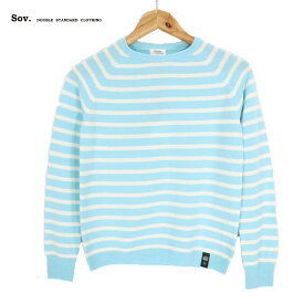 75％オフ 新品 正規品 ソブ ダブルスタンダードクロージング Sov. DOUBLE STANDARD CLOTHING ニット 36サイズ レディース セーター ホワイト×ライトブルー カシミヤ100% クルーネック 長袖 ボーダー柄 0309-080-191