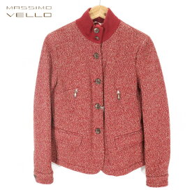 85％オフ 正規品 訳あり品 ボタン割れ MASSIMO VELLO マッシモヴェッロ ジャケット 40サイズ レッド Mサイズ レディース ニットジャケット スタンドカラー カジュアル 中綿入り 15W05W