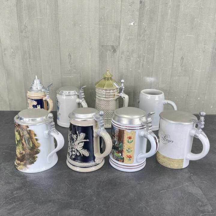 ビール 陶器 ドイツ ビアマグ 8点セット 中古 陶器 ドイツ ビール 
