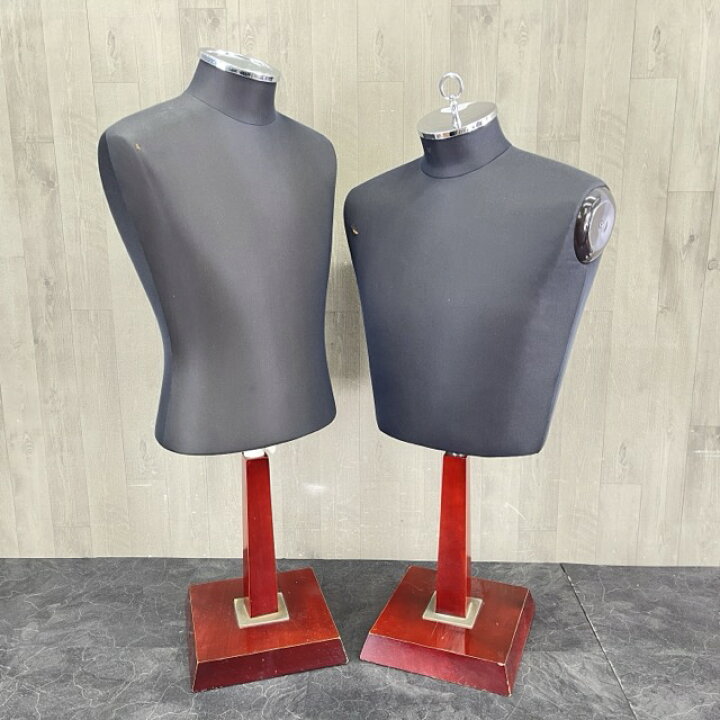 楽天市場】トルソー2体セット【中古】男性用 ブラック 木製台座 高さ 