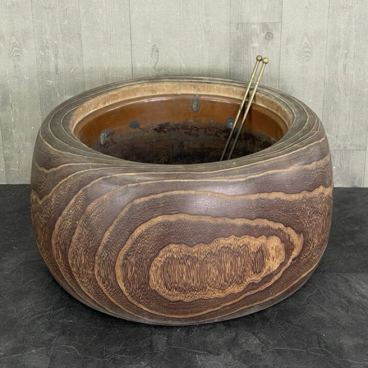 楽天市場】火鉢 木製 【中古】古道具 囲炉裏 和家具 銅落とし 小道具 