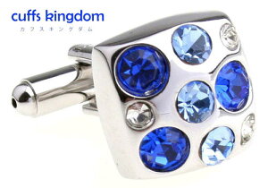 ちりばめられた ブルー クリスタル カフリングス 【 青系 ブルー 男女 カフリングス 営業マン おしゃれ かわいい 結婚式 カジュアル シンプル スーツ 人気 プレゼント ギフト 入園式 入学式