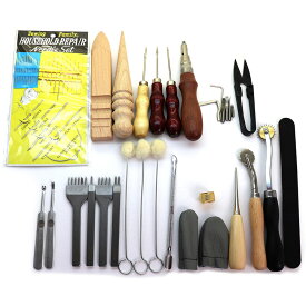 レザー 手縫いセット DIY ツール レザークラフト 革工具セット 裁縫工具 皮革工具 針 手作り 革用 レザー 工具 縫製キット 工具セット 手縫い 手革製品 作成ツール 手縫いツール