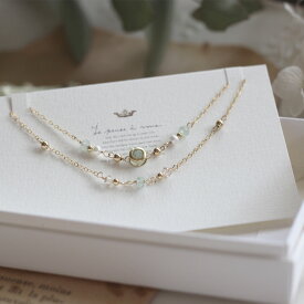 Candycharm 14KGF天然石2連ブレスレットアベンチュリン/宝石質/天然石2連ブレスレット