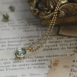 Amulette�V�R��14KGF�l�b�N���X�A�N�A�J�C���i�C�g/��Ύ�AAA�N���X14K Gold Filled�W���G���[